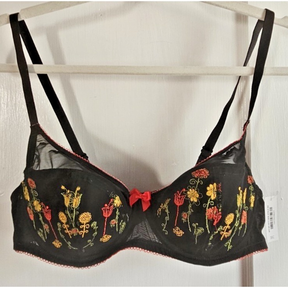 NWT ADOREME contour balconnette‎ demi bra lined embroidered underwired 36C